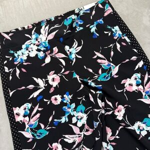 Lane Bryant Pants Women's 22/24 Floral Wide Leg Black Multicolor‎ Boho Workwear